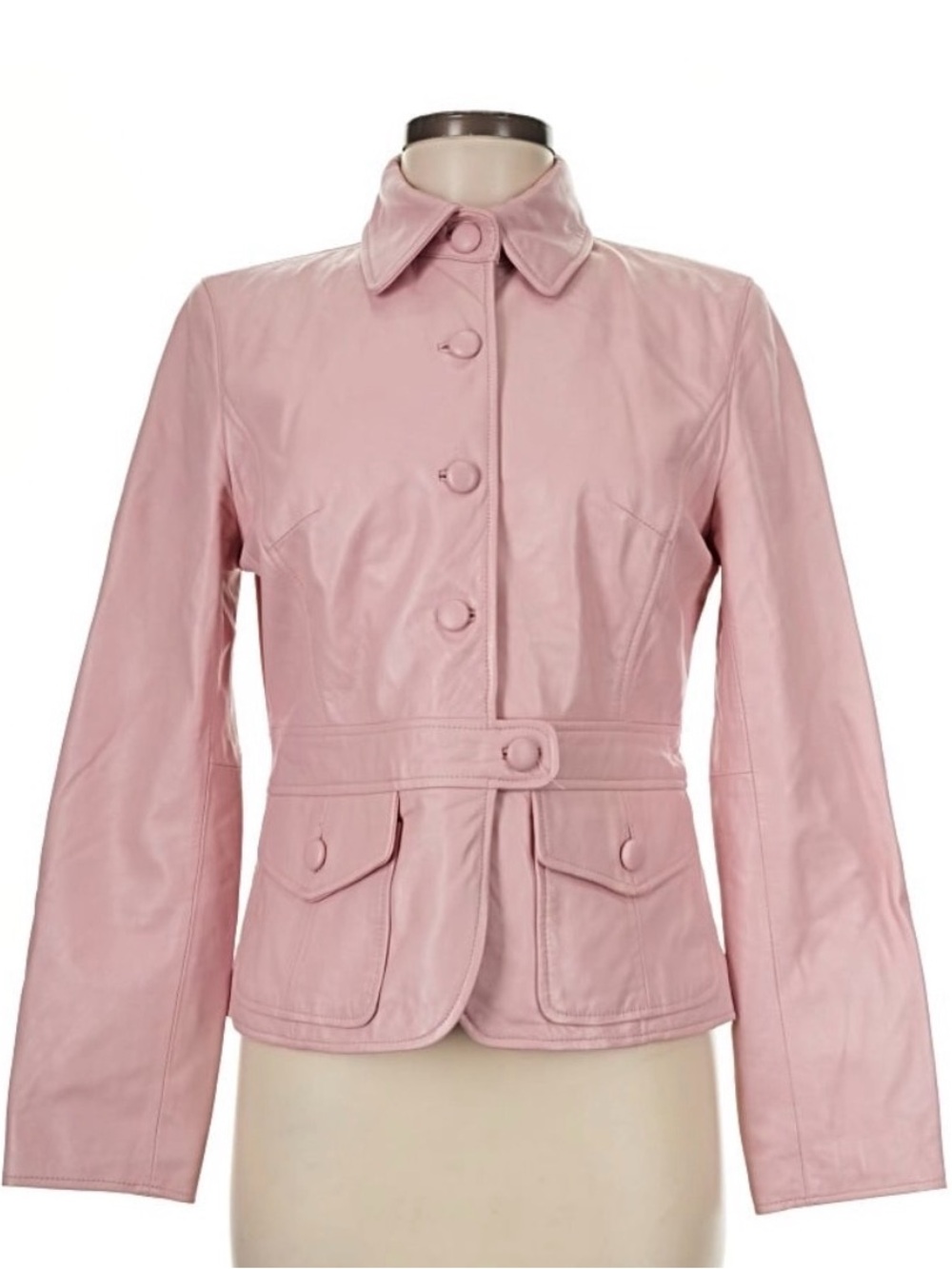 Ideology Blush Pink Leather Button-Front Jacket